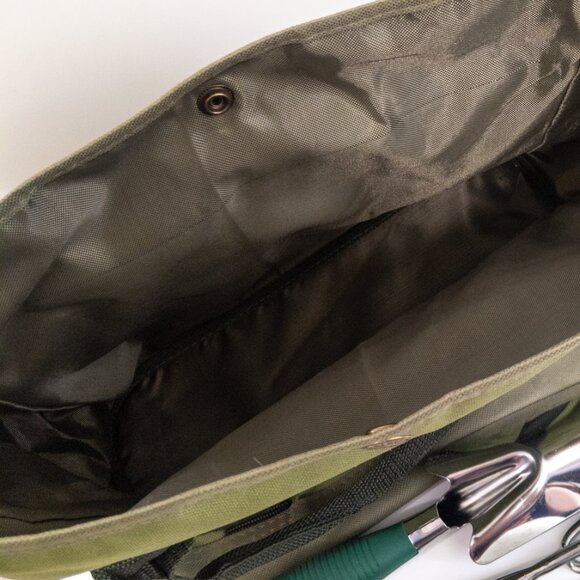 Green Canvas Gardening Tote with 3 Tools Trowel Garden Fork Outdoor Gift for Mom - Picture 5 of 5